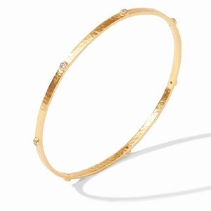 Julie Vos 24k gold plated crescent bangle with clear czs. Medium.